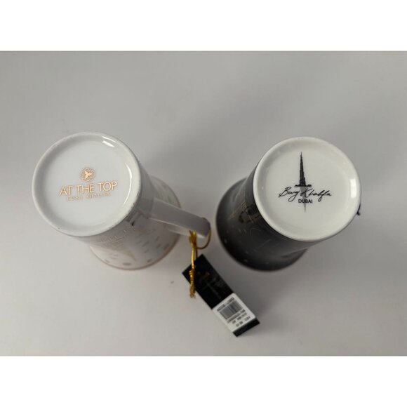 NEW BURJ KHALIFA Dubai Souvenir Mugs Cups Set of 2 UAE Skyscraper Elegant Tall - Picture 7 of 8